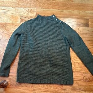 Talbots Dark Green Turtleneck Sweater with Button Accents